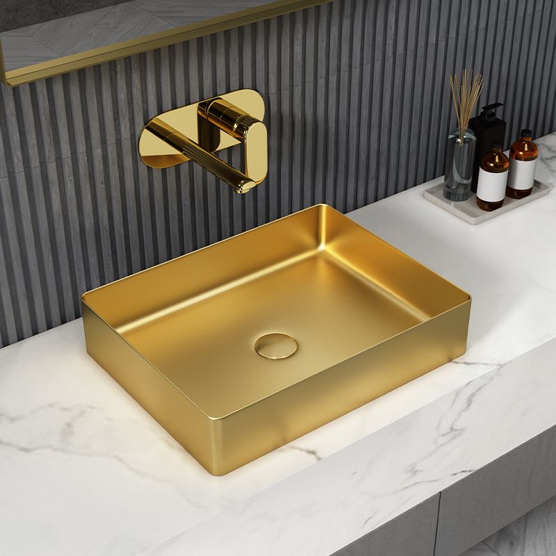 Metal Rectangular Bathroom Sink Modern Bathroom Sink with Faucet