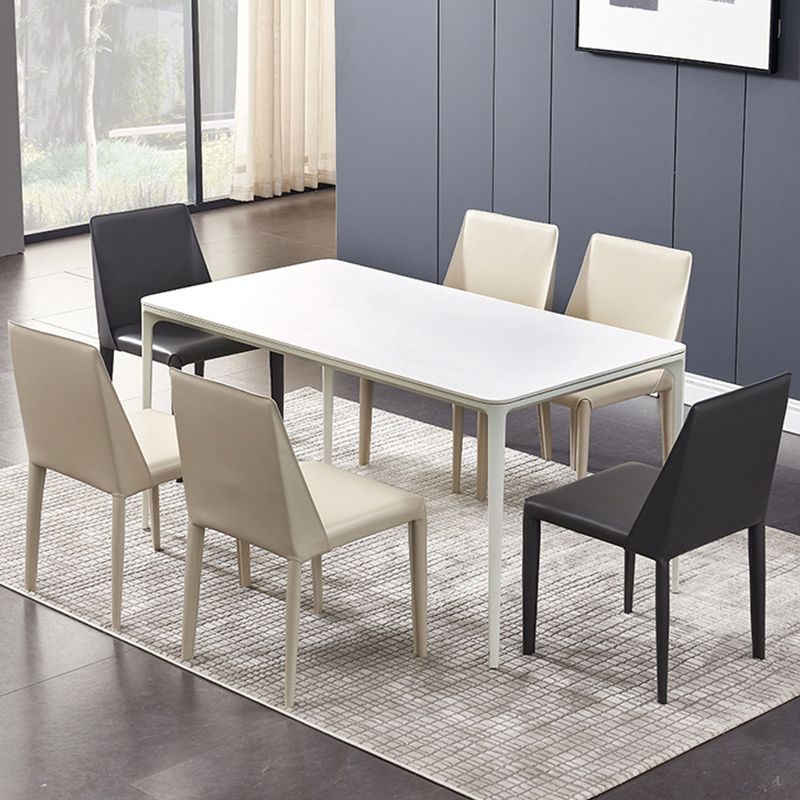 Contemporary Side Chair Faux Leather Solid Back Dining Room Chair for Indoor