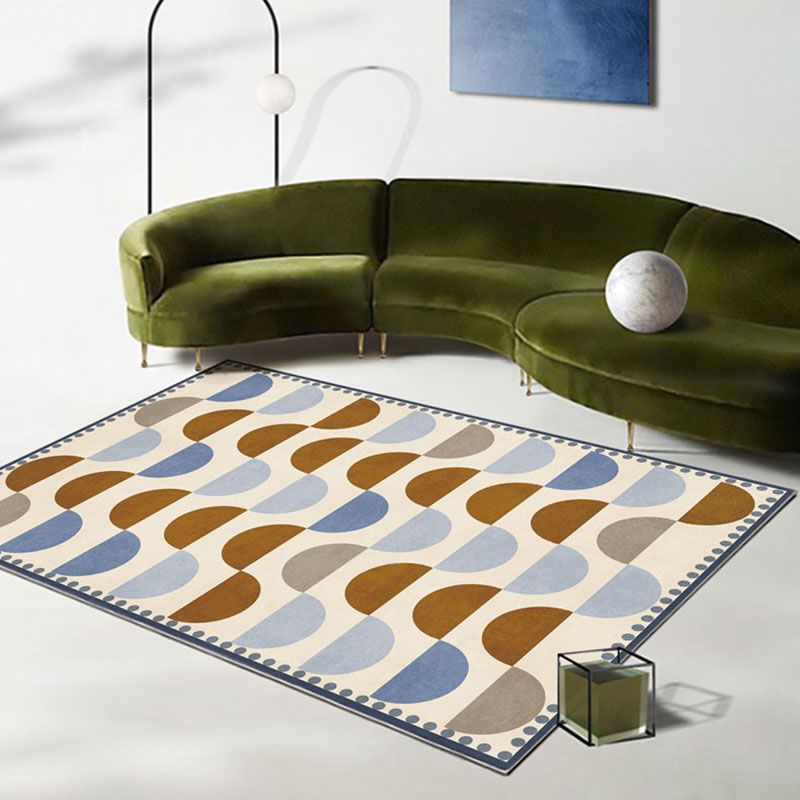 Stylish Modern Area Rug Geometric Pattern Polyester Area Carpet Easy Care Rug for Home Decor