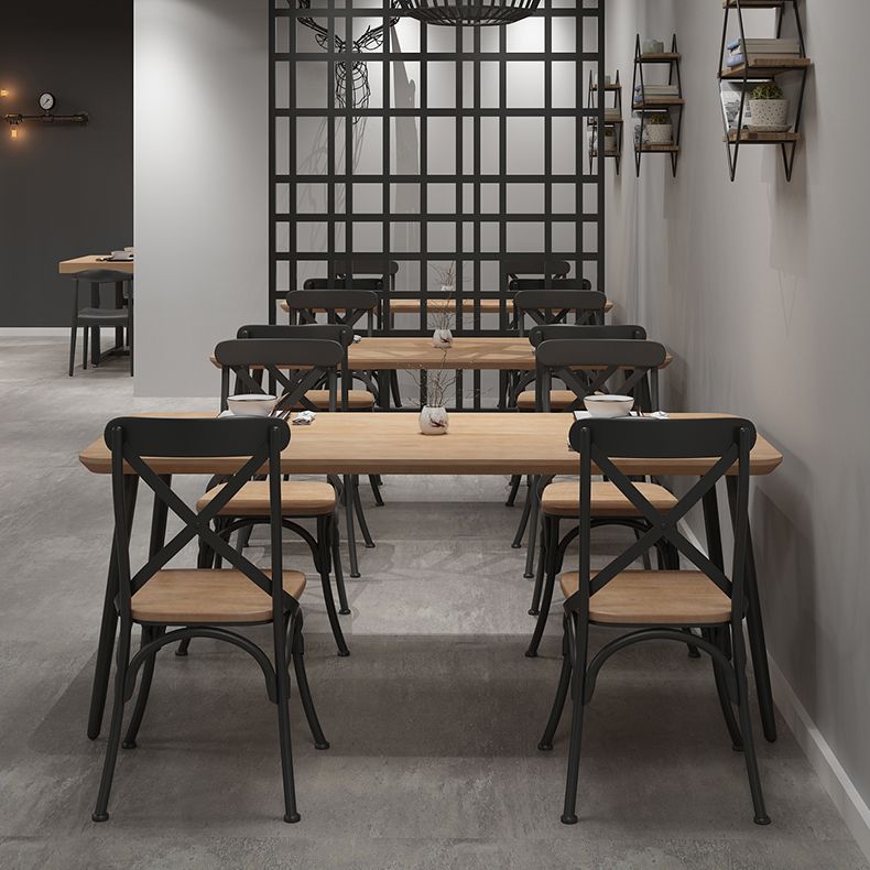 Industrial Dining Table Set 1/2/5 Pcs Solid Wood Top Dining Table and Chairs