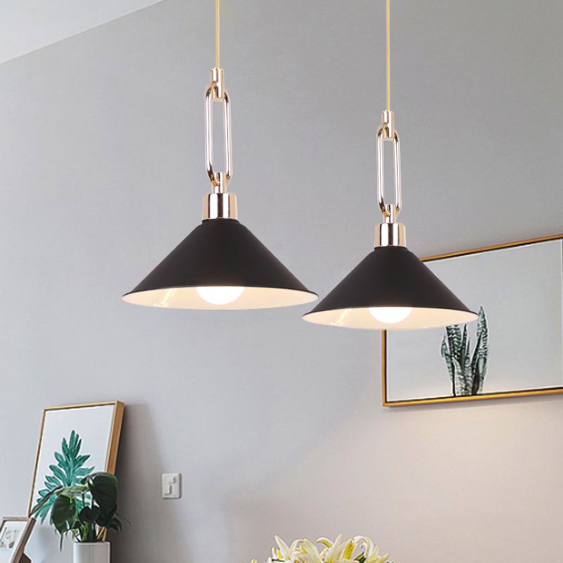 Macaron Pyramid Pendant Lamp Metal Single Light Candy Colored Suspension Light for Hotel