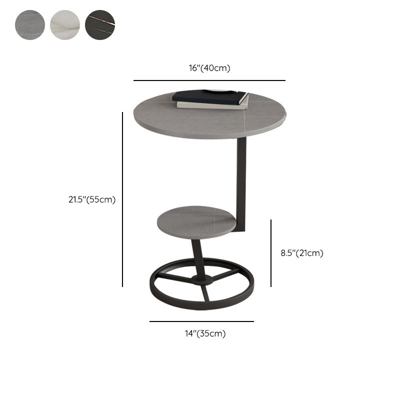 Modern Abstract Corner Table Round Slate Side End Table for Living Room