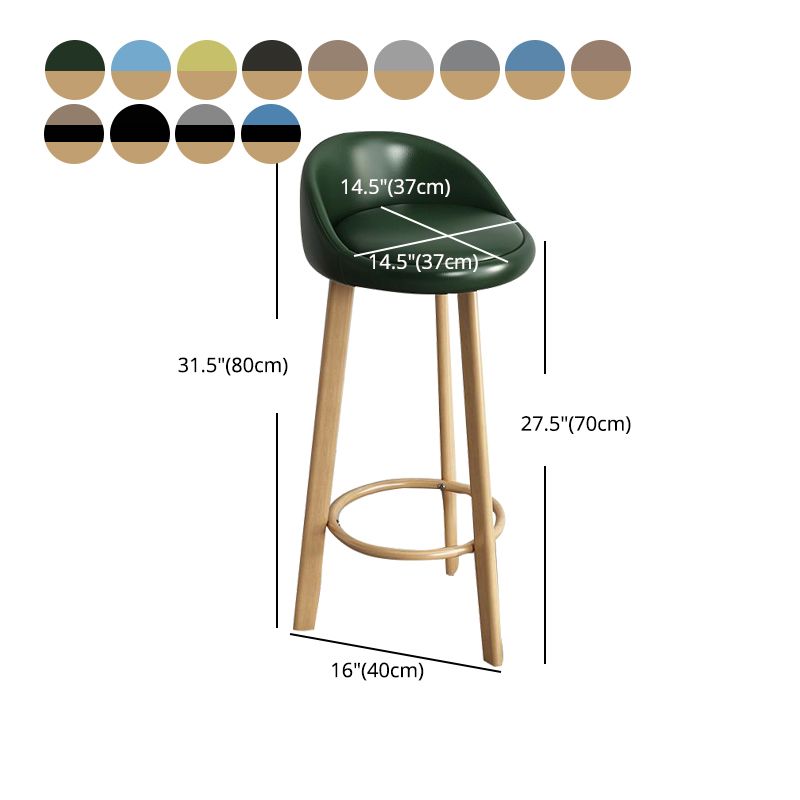 Modern Armless Backrest Counter Stool Steel Cashier Bar Stool with Cushion and Pedal