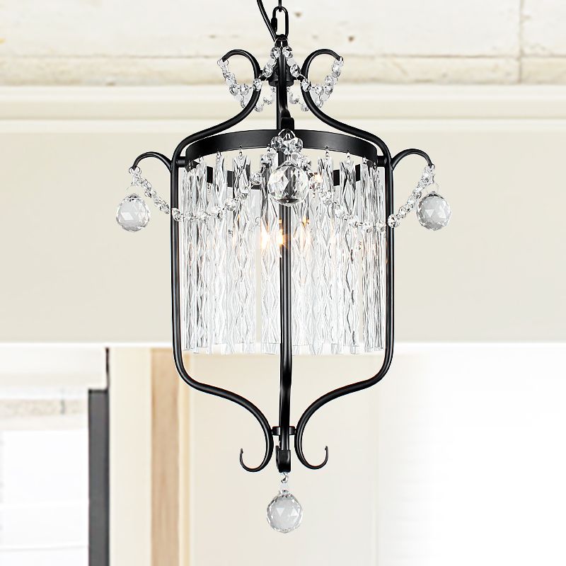 Modernismo 1 Luz de techo colgante de luz Black/White Bird Cage Pendse Lighture con sombra de cristal