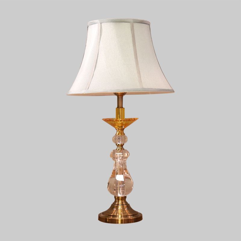Lampada da notte moderna in cristallo a campana, illuminazione da comodino a 1 testa in bianco per soggiorno