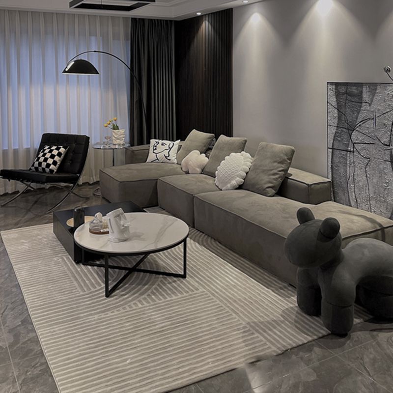 Fancy Grey Stripe Print Rug Polyester Modern Area Rug Easy Care Area Carpet for Living Room