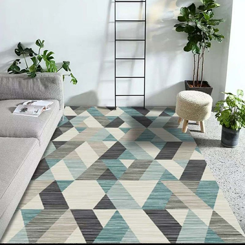Minimalistic Living Room Rug Multi Color Geometric Print Rug Polypropylene Machine Washable Stain Resistant Non-Slip Rug