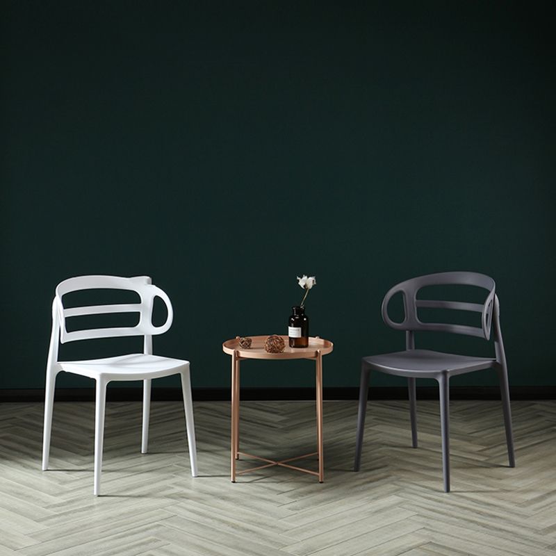 Scandinavian Arm Dining Chairs Plastic Low Back Dining Side Chair for Home