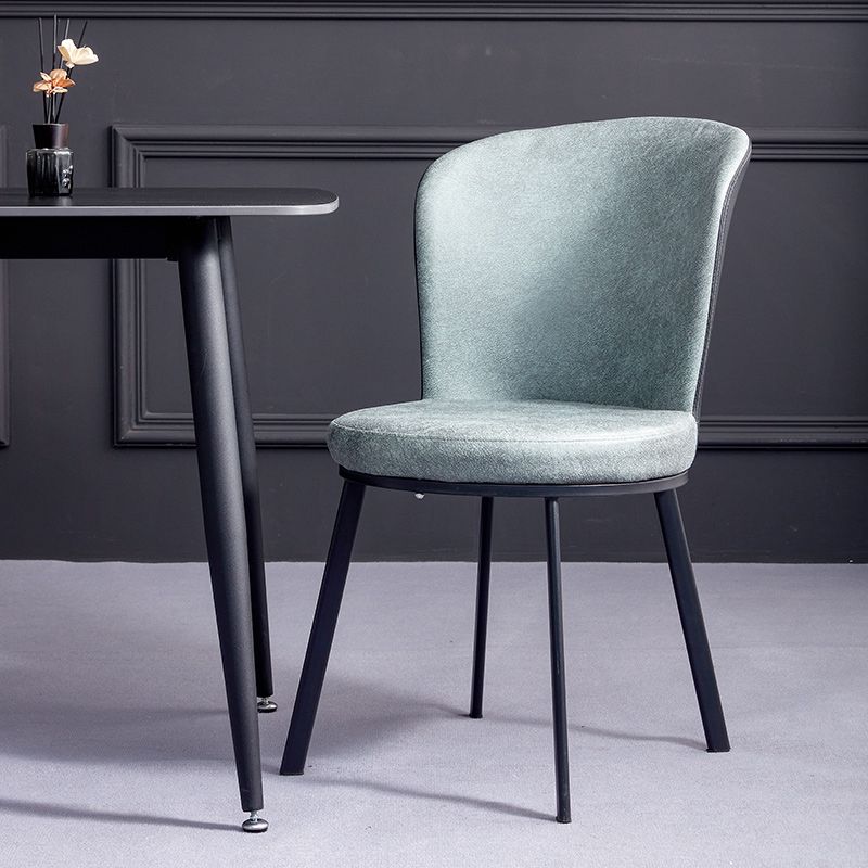Silla de comedor contemporánea de metal, silla lateral sin brazos para comedor con respaldo lateral