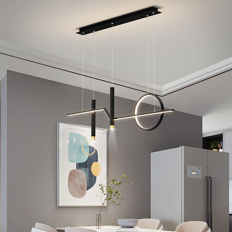 Cylinder Shape Island Lights Modern Style Metal 4 Light Island Lighting