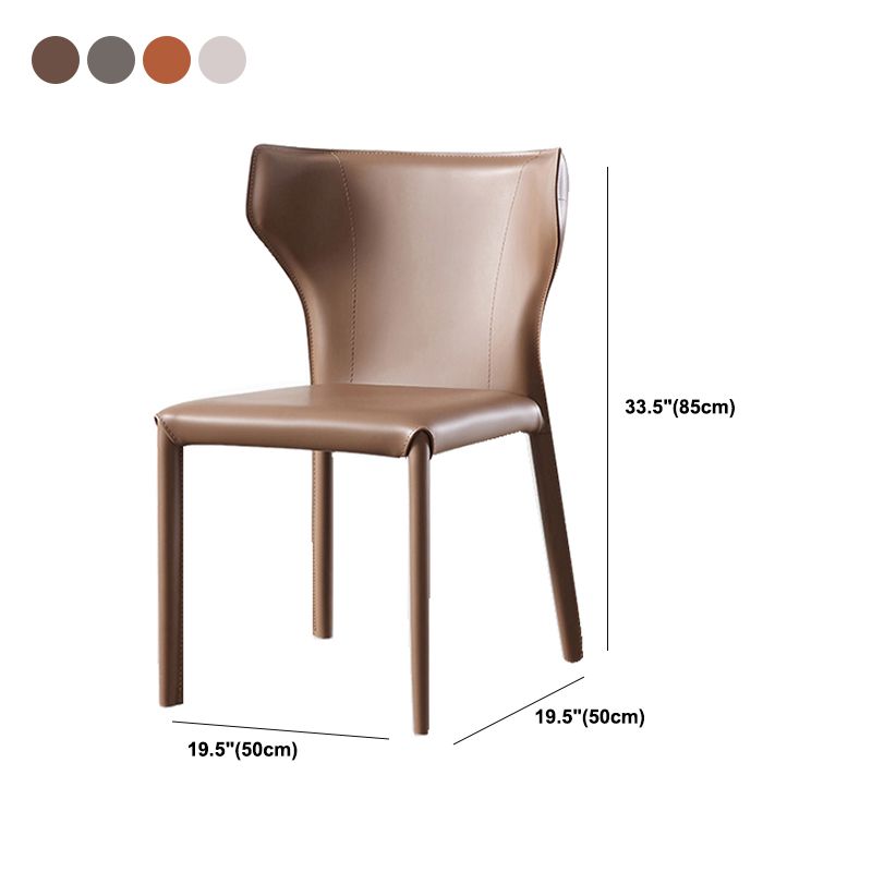 Wingback Armless Dining Chairs Modern Faux Leather Side Chair