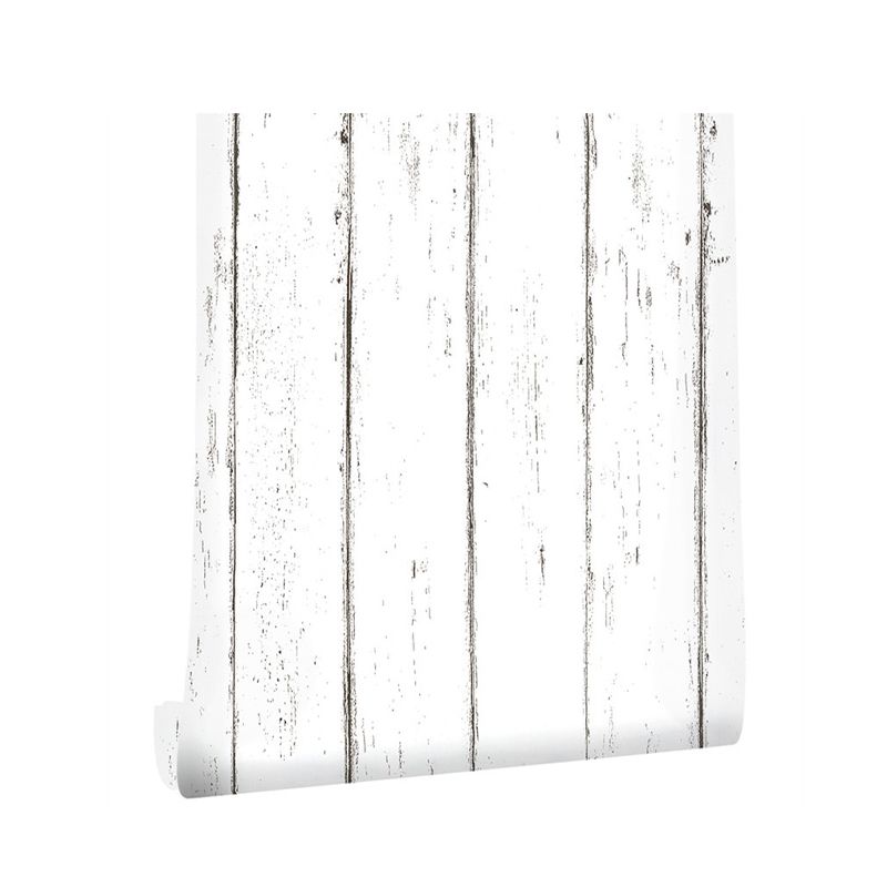 Adhesive Whitewashed Wood Wallpaper Country Style PVC Wall Decor for House Interior