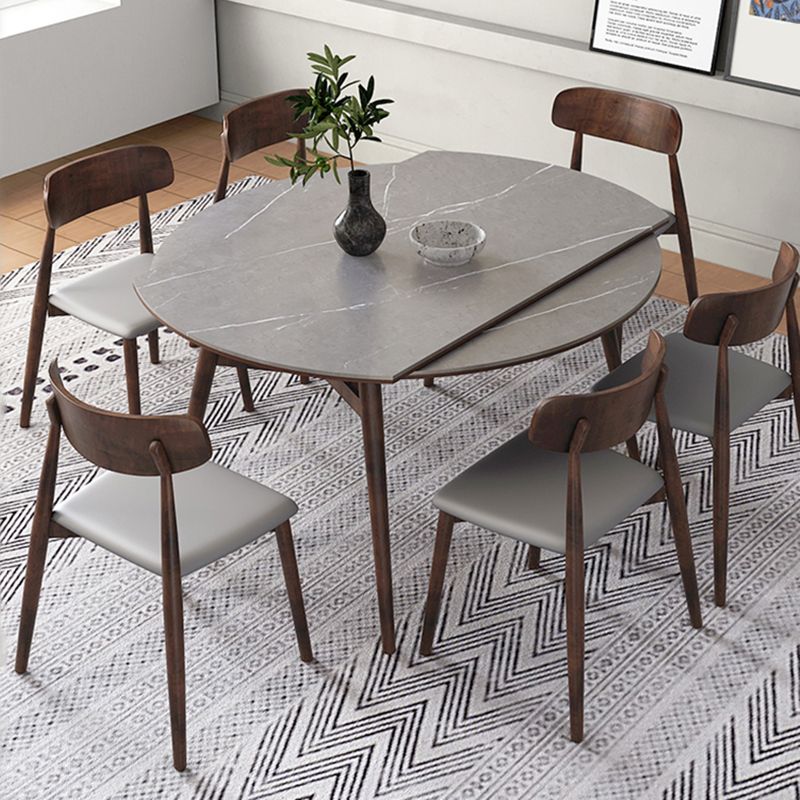 1/5/7/9 Pieces Sintered Stone Top Round Grey Dining Set for Home