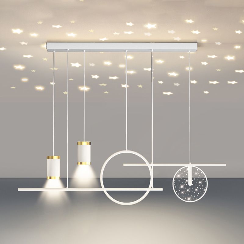 Modern Simple Metal Hanging Lamp Circle Shape Island Light Fixture for Living Room