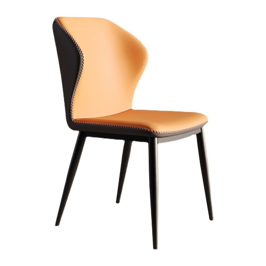 Sillas de comedor con respaldo estilo industrial Sillas de comedor de cuero sin brazos (juego de 2)