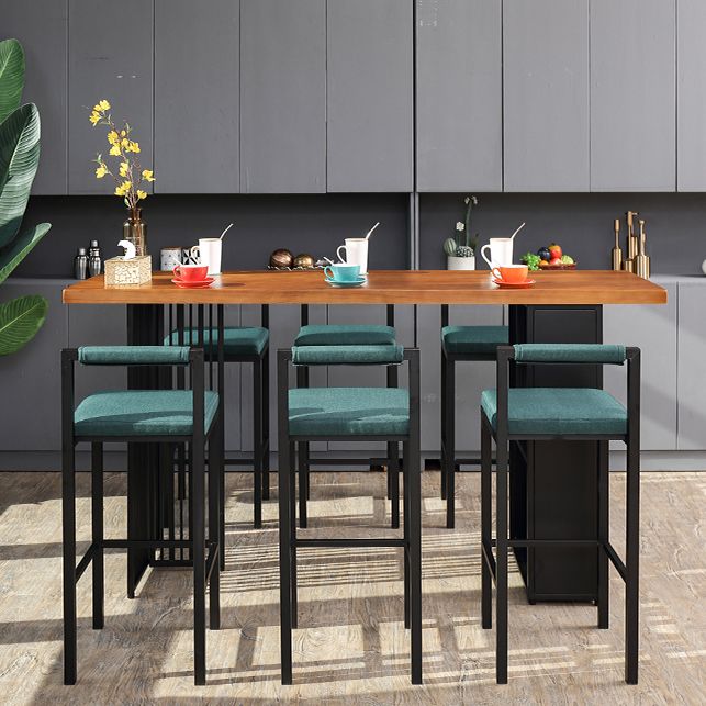 Industrial Table and Stool Set 1/2/7 Pieces Solid Wood Bar Table and Stools