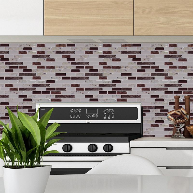 Rustic Brick Effect Peel Wallpaper Panel Grey and White Mosaics Wall Art for Washroom