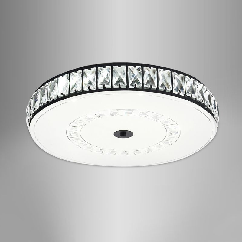Square/Round Rectangle-Cut Crystal Flush Light Simple LED Black Flush Mount Ceiling Lamp Fixture