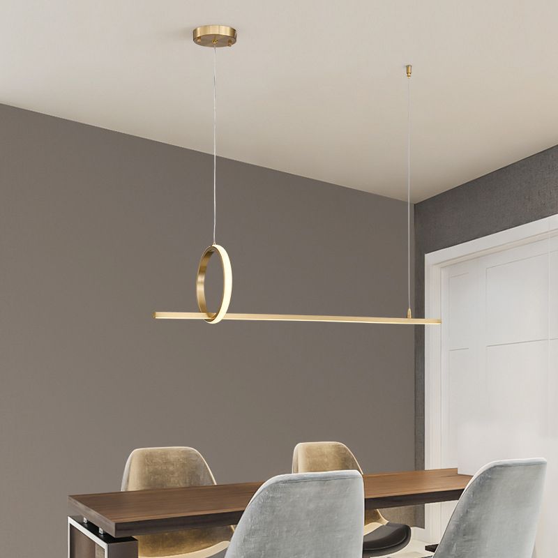 Metal Linear Island Pendant Lighting Modern 2-Light Island Light Fixtures