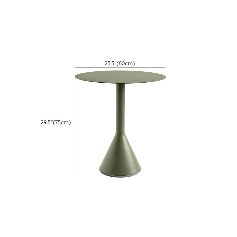 Metal Green Dining Table Industrial Outdoor Table with Pedestal Base