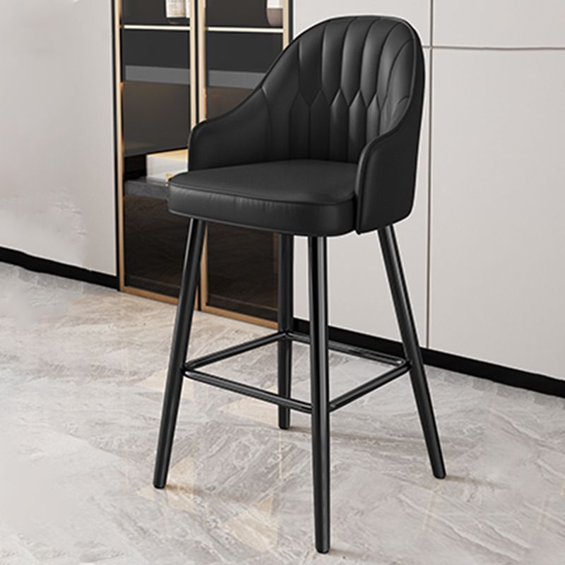 Modern Restaurant Armed Stool Matte Finish Leather Bar Stool