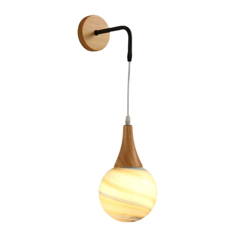 Modern Style Ball Sconce Light Fixtures Wood 1 Light Wall Mounted Lighting