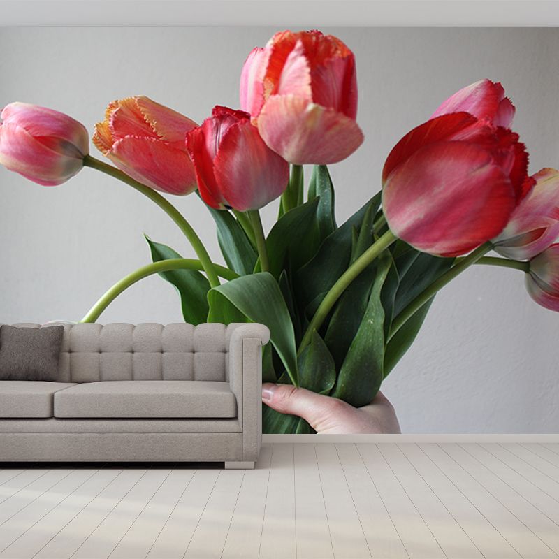 Beautiful Tulip Flower Mural Wallpaper Bedroom Wall Decor, Customized Size Available