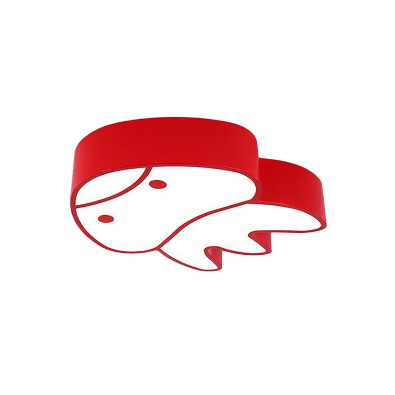 Dreamy Jellyfish Flush Ceiling Light Kids Acrylic LED Bedchamber Flush Mount Lighting in Red/Yellow/Blue