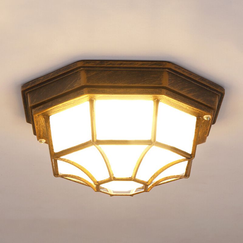 Traditional LED Ceiling Light Glass Shade Surface Flush Mount Light for Courtyard Balcony
