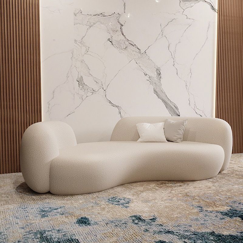 Modern Wool Curved Sofa with Tight Back for Living Room in White