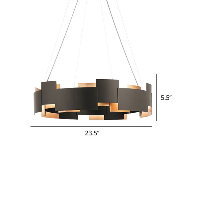 Splicing Metal Pendant Chandelier Postmodern Black and Gold Inner Suspension Light