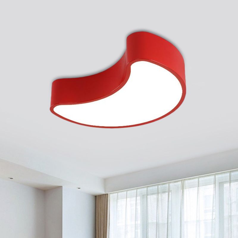 White/Red/Yellow Semi-Moon Ceiling Fixture Kids LED Acrylic Flush Mount Recessed Lighting for Leisure Area