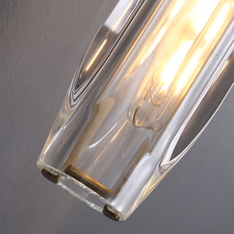Unique Shade Crystal Wall Sconce Modern Style Single Light Wall Mounted Light in Brass