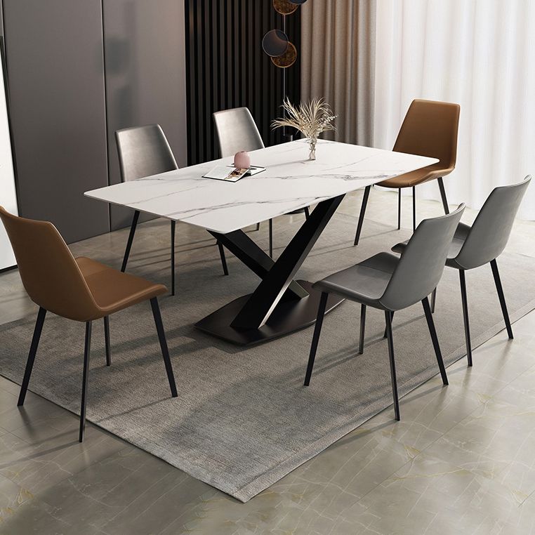 Sintered Stone Dining Room Set Contemporary with Rectangular Dining Table and Chairs