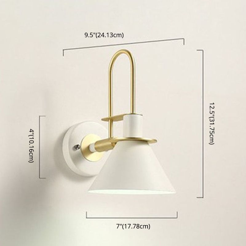 Modern Minimalist Style Tapered Wall Mounted Light Fixture Metal 1 Light Wall Light Sconces for Bedroom