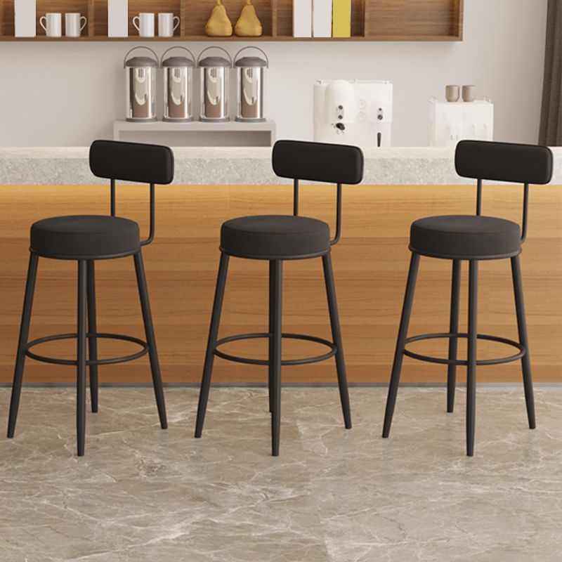 Scandinavian Velvet Footrest Bar Stool Matte Finish Low Back Home Stool