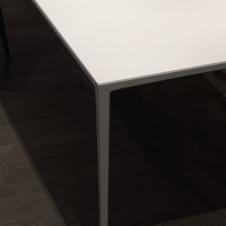 Contemporary Dining Table Sintered Stone Dining Table with 4 Metal Legs for Dining Room