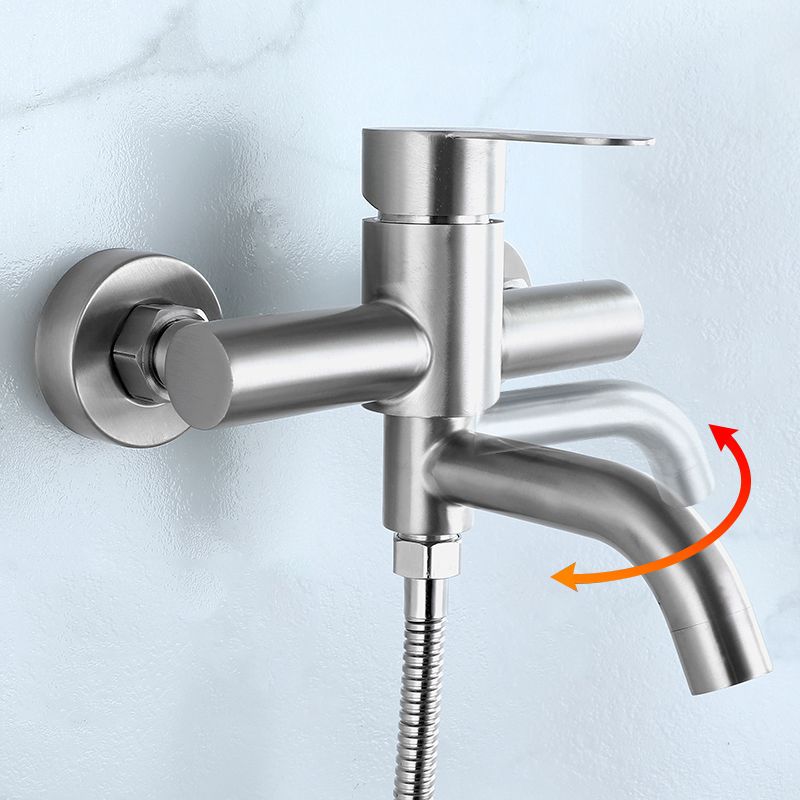 Modern Bathtub Faucet 304 Stainless Steel Swivel Spout Wall Mounted Tub Faucet Trim