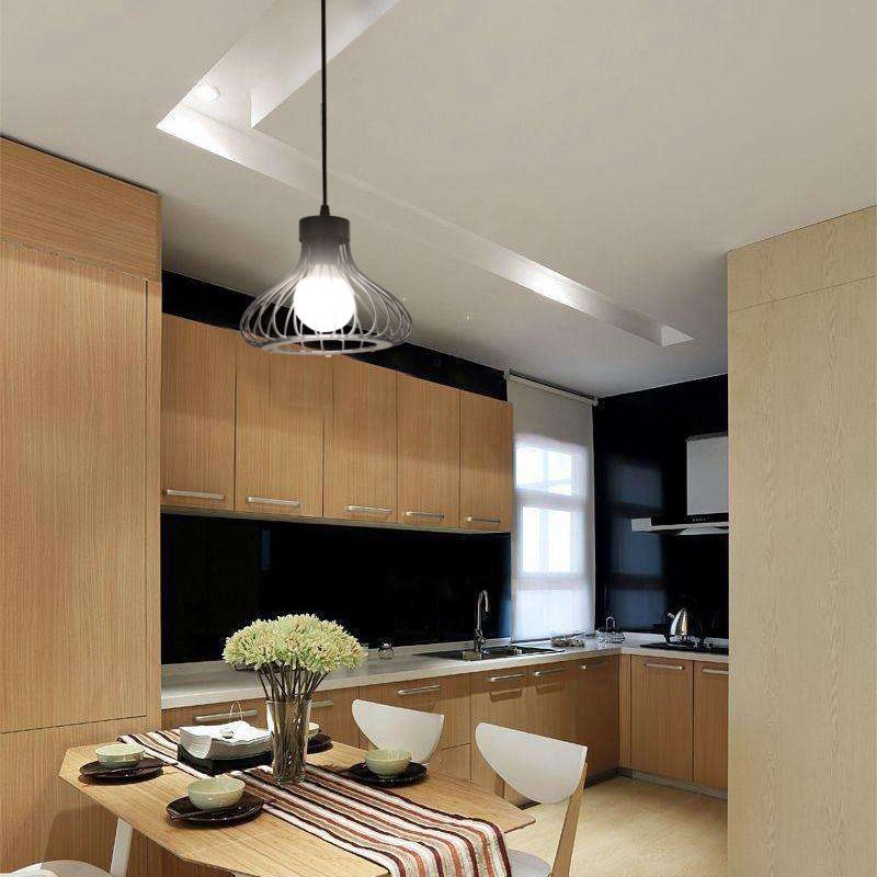 Pear Shape Metal Frame Mini Hanging Lamp Industrial Style Single Bulb Pendant Light for Hallway Staircase