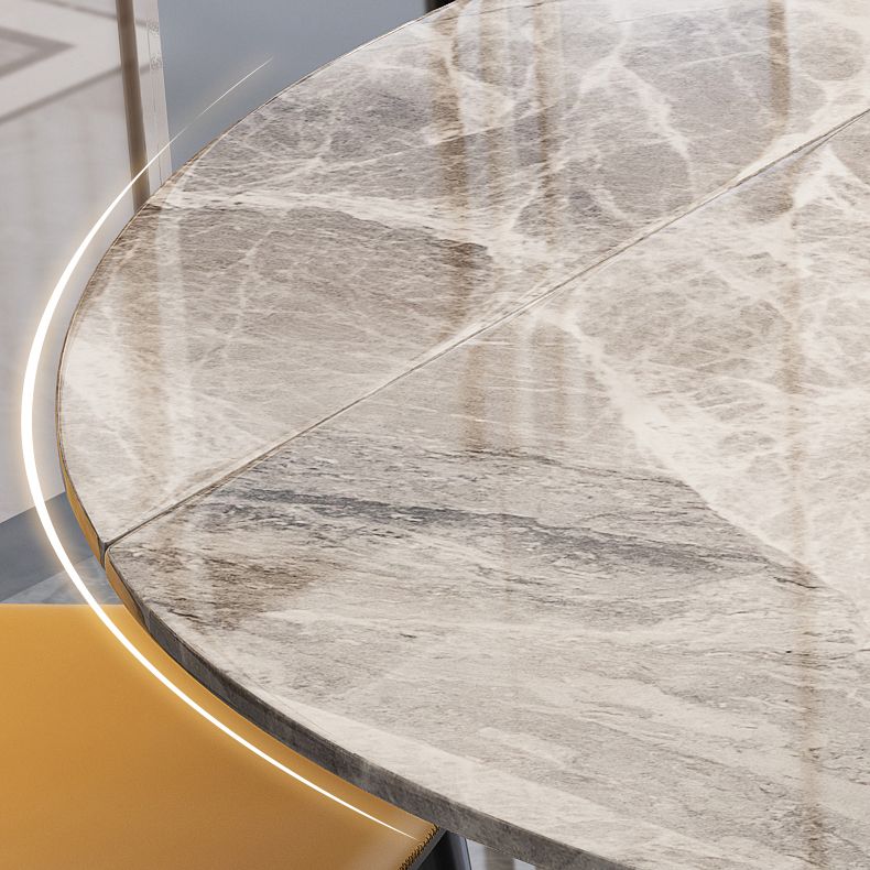 Round Steel Pedestal Dining Table Modern Dining Table with Leaf Extension