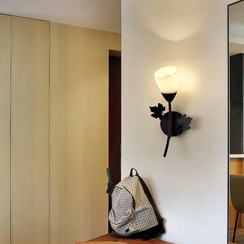 Conical Glass Wall Light Sconce Minimalist Style Sconce Light Fixture for Bedroom