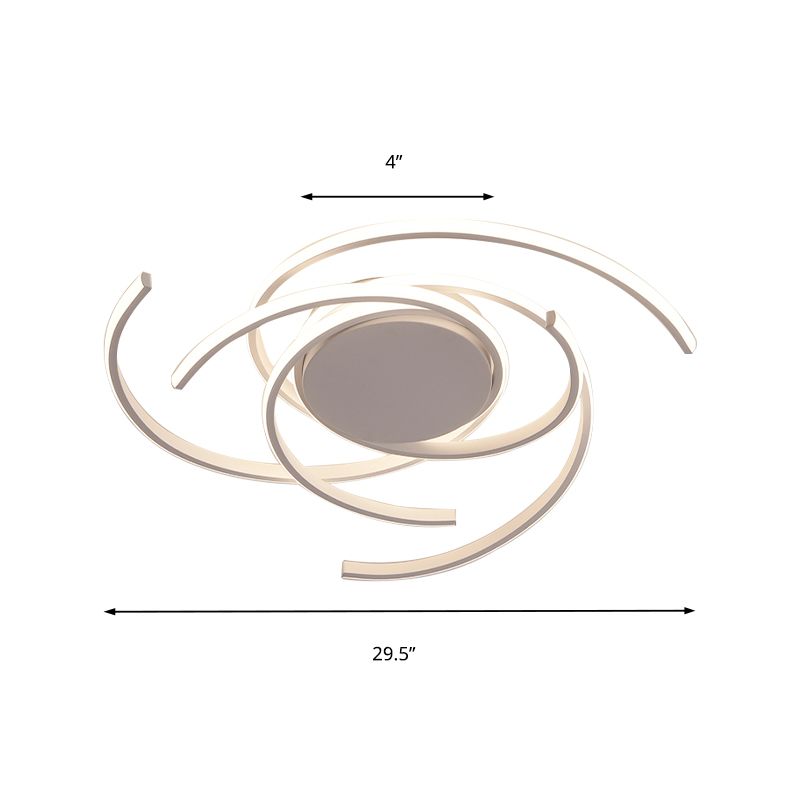 22"/29.5" Wide Twisted Flush Mount Light Contemporary Acrylic Led White/Black Flush Mount Ceiling Lamp in White/Warm Light