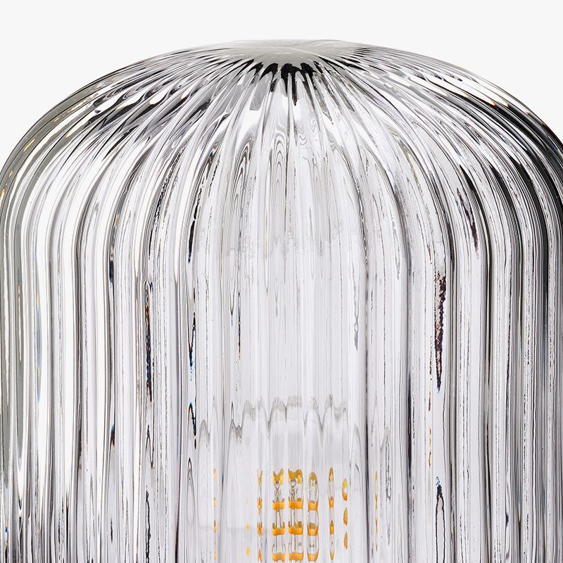 Lampada da tavolo ultramoderna Simplicity Drum Lampada da comodino in vetro a coste per camera da letto