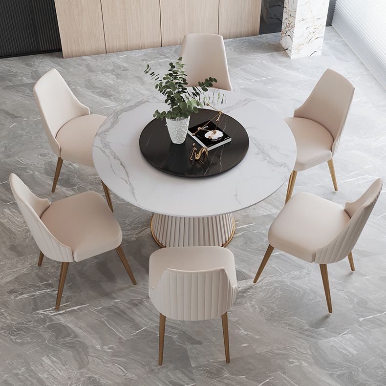Glam Stone Dining Furniture 1/2/3/5/7 Pieces Turntable Dining Set for Home