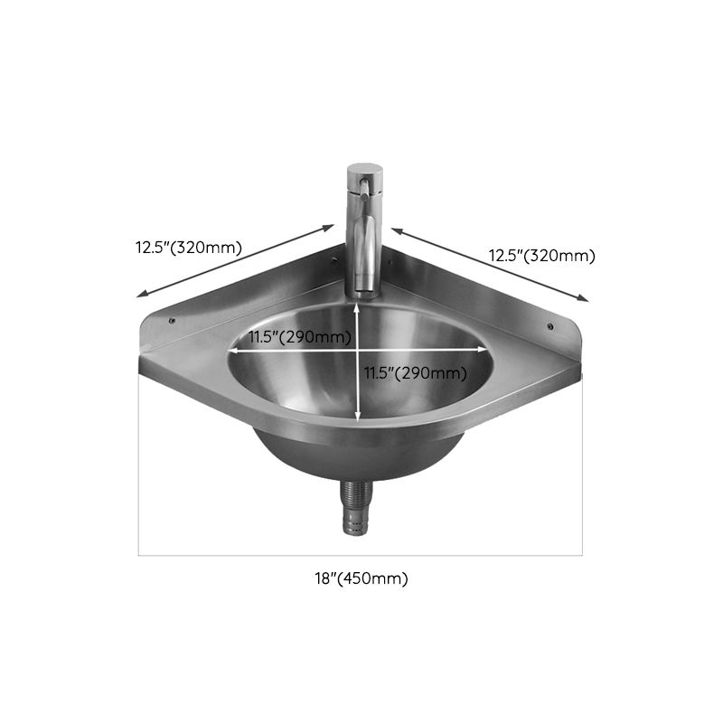 Modern Corner Sinks Metal Round with Faucet Wall Mount Bathroom Sink