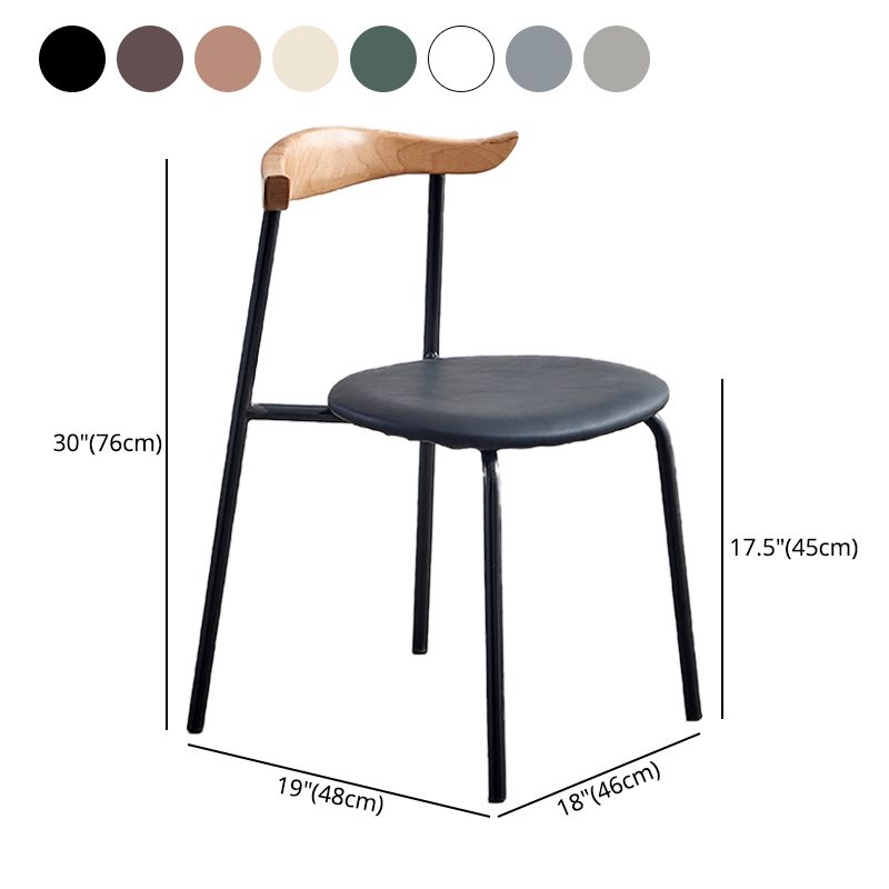 Chaises sans bras de salle à manger contemporaines en métal, chaise latérale de salle à manger à dossier ouvert pour restaurant