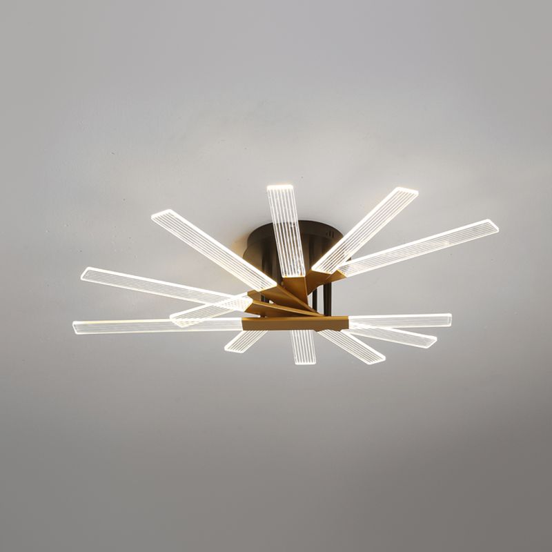 Metal Round Shade Flush Ceiling Light Modern Multi Lights Flush Mount Fixture in Brass