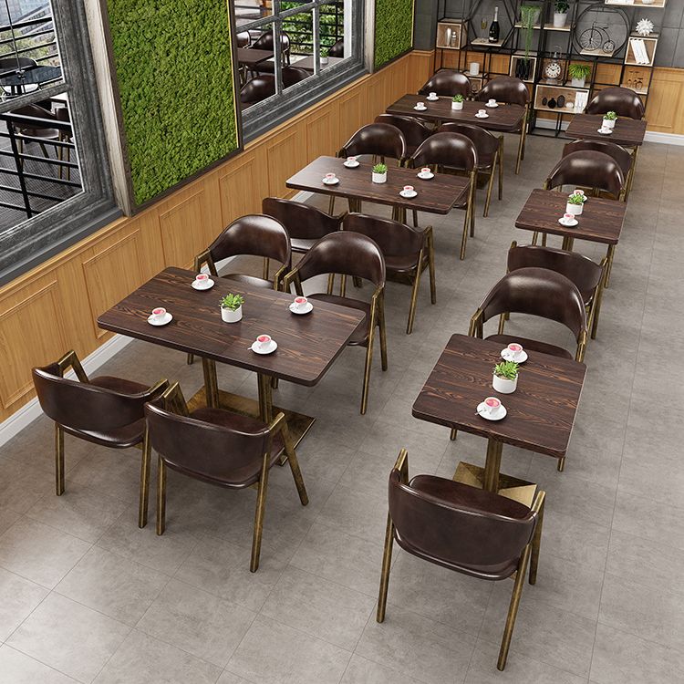 Glam Faux Leather Kitchen Dining Side Chairs Open Back Dining Side Chair