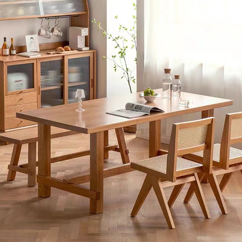 1/2/4/6 Pcs Solid Wood Dining Room Set Modern Style Dining Set with Rectangle Table