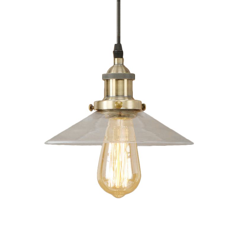 1 Lámpara colgante de vidrio claro claro Black/Rust/Cobre Cono Sala de estar Lighting Lights